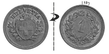 1 centime 1930, 15° tourné