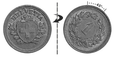 1 centime 1931, 45° tourné