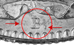 5 francs, 1874, mint mark B.
