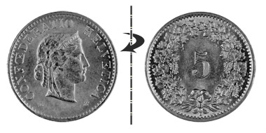 5 centimes 1932, Normal position