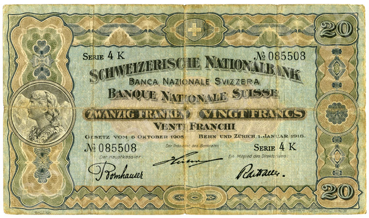 1000 Franken, 1954, Qualität schön